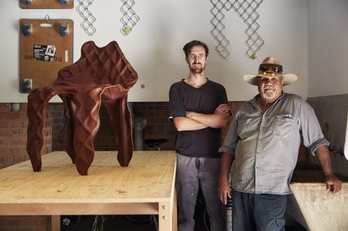 Cross cultural exchange becomes sinuous leather furniture in <i>Partu (skin)</i>
